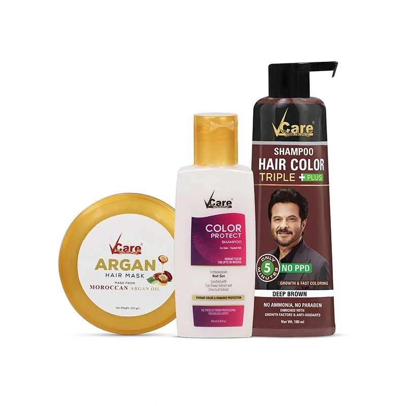 Hair Colour Shampoo, herbal hair oil and Hair Mask combo